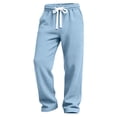 thumbnail image 7 of Wutalume Men's Solid Color Loose Fit Wide Leg Sweatpants, Casual Fashion Joggers with Elastic Waistband and Drawstring for Lounge, Streetwear, and Everyday Comfort,Sky Blue 2XL, 7 of 7