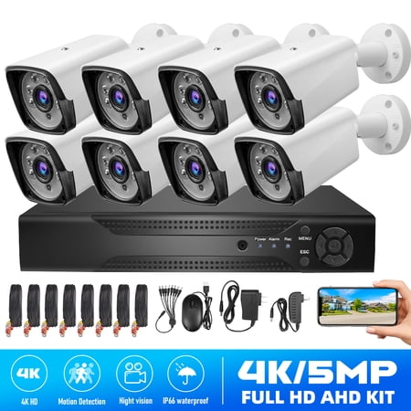 Hendoct 8CH 1080P CCTV Camera Security System, 8 Cameras with DVR, 65ft Night Vision, IP66 Waterproof, US Plug