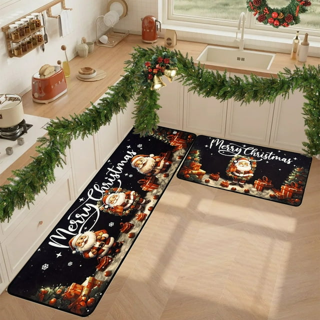 HOZADOIE Bath Mats Bath Kitchen Floor Mat Christmas Decorative Mat Absorbent Oil Absorbent Floor Mat Foot Mat Entry Door Mat