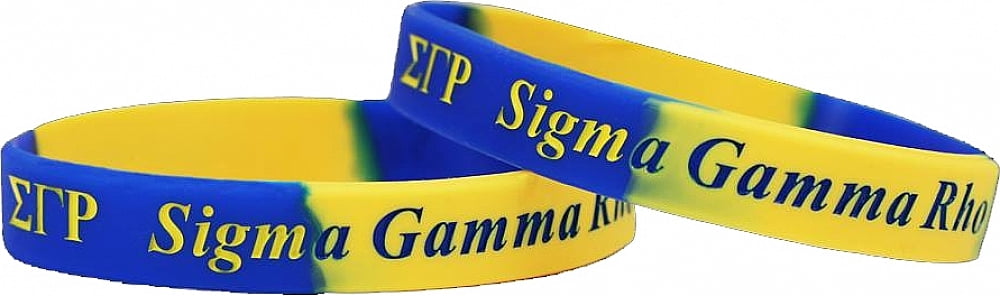 Sigma Gamma Rho Color Swirl Silicone Bracelet [Pack of 2 - Blue/Gold ...