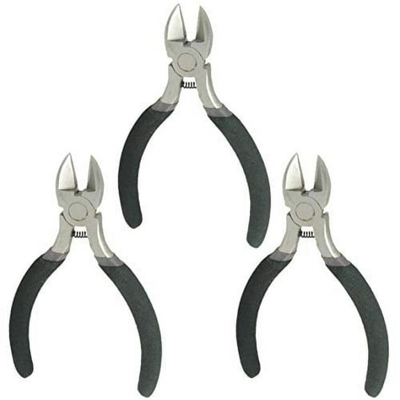 3 Pack Precision Diagonal Cutter, Mini 4.5 inch Wire Cutting Pliers with Return Spring, Cushion Grip Handle, Side Cutters for Cutting Electronic Wires, Jewelry, and More