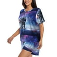 thumbnail image 2 of Rocae Astronauts Start Running for Two Piece Sleepwear Pajamas Sets for Women Soft Short-Sleeved Pjs with Lounge Shorts XX-Large, 2 of 9