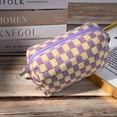 thumbnail image 2 of 2 Pcs Makeup Bags, Checkered Cosmetic Bag for Women, Purple and Blue, 2 of 7