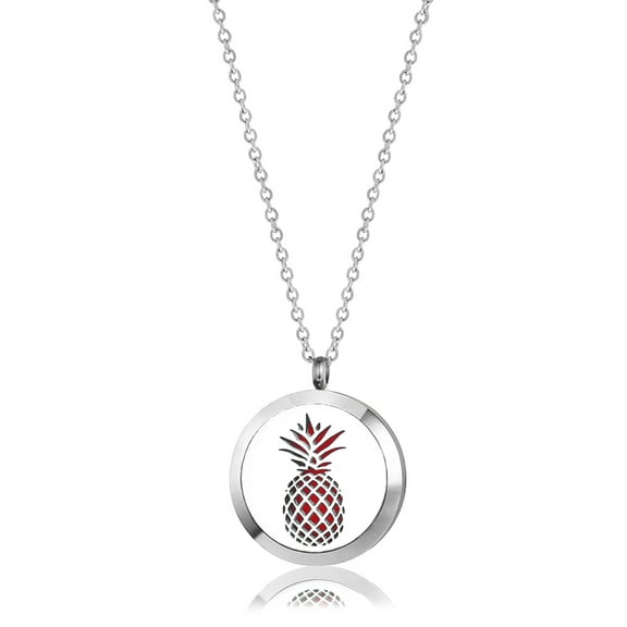 Silver Pineapple Aromatherapy Necklace Jewelry Essential Oil Diffuser Necklace Scent Necklace Oil Lockets with Gift Box