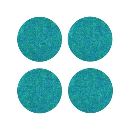

Coasters Set of 4 - Blue Green Glitter Drink Coasters for Tabletop Protection Leather Coasters for Living Room Decor and Housewarming Gift Round Shape