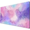 thumbnail image 5 of Desk Pad Purple Starry Sky Cute Gaming Mouse Pad Galaxy Gamer Girl Cute Pink Desk Decor Keyboard Desk Mat, Stitched Edges Desktop with Stitched Edges Non-Slip Rubber Large Computer Mat 31.5x15.7 in, 5 of 6