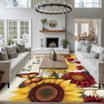 thumbnail image 4 of Area Rug 72×108in, Farm Sunflower Butterfly Watercolor Floor Carpet Living Room Rug, Blossom Floral Vintage Stamp Non-Slip Welcome Mat Indoor Rugs for Bedroom Dining Room, 4 of 9