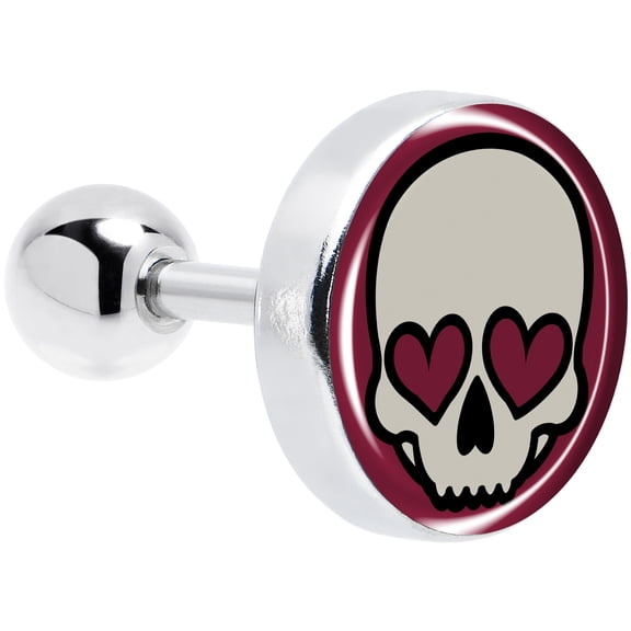 Body Candy 16 Gauge Valentine Heart Skull Tragus Cartilage Earring Hypoallergenic Stainless Steel