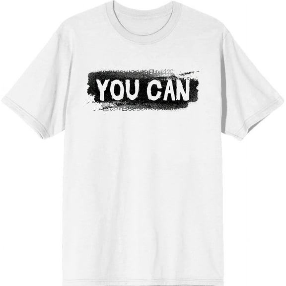 "You Can" Gym Culture Adult White Crew Neck Short Sleeve Tee-Large