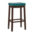 thumbnail image 3 of Linon Cessford 32" Backless Indoor Bar Stool, Dark Brown with Blue Faux Leather, Includes 1 Stool, 3 of 12