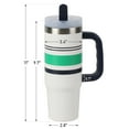 thumbnail image 4 of Ozark Trail 30 oz Stainless Steel Insulated Varsity Tumbler with Handle, White with Green Stripe, 4 of 9