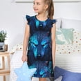thumbnail image 4 of Fotbe Futuristic Blue Light Wolf Vestido de Dormir para Niñas de 3 a 10 Años, Mangas Cortas, Estilo Princesa, Pijama Camisón con Mangas Voladas-X-Large, 4 of 6