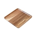 thumbnail image 2 of Linnome Solid Wood Serving Tea Tray Natural Brown Wooden Platter Raised Lip Cup Snack Fruit Display Board For Living Room Decor, 2 of 6
