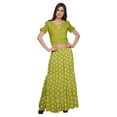 thumbnail image 1 of Moomaya Ethnic Dress For Women Printed Long Skirt And Cold Shoulder Crop Top Set, 1 of 6