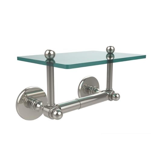 Allied Brass Prestige Skyline Two Post Toilet Tissue Holder with Glass Shelf Polished Chrome