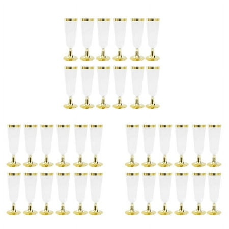 

36X Wedding Champagne Flute Disposable Plastic Wedding Cup Champagne Glass Drinking Utensils for Party-Golden