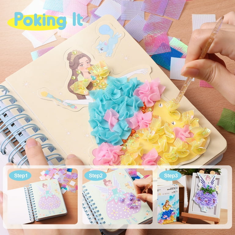 MIROLA KIDS Magic Princess 4 in 1 Fashion Design Drawing Book, Dress-up  Activity Book with Painting, Stickers, Poking, Diamond, Puncture Painting  for Kids, Girls' DIY Craft - Walmart.com