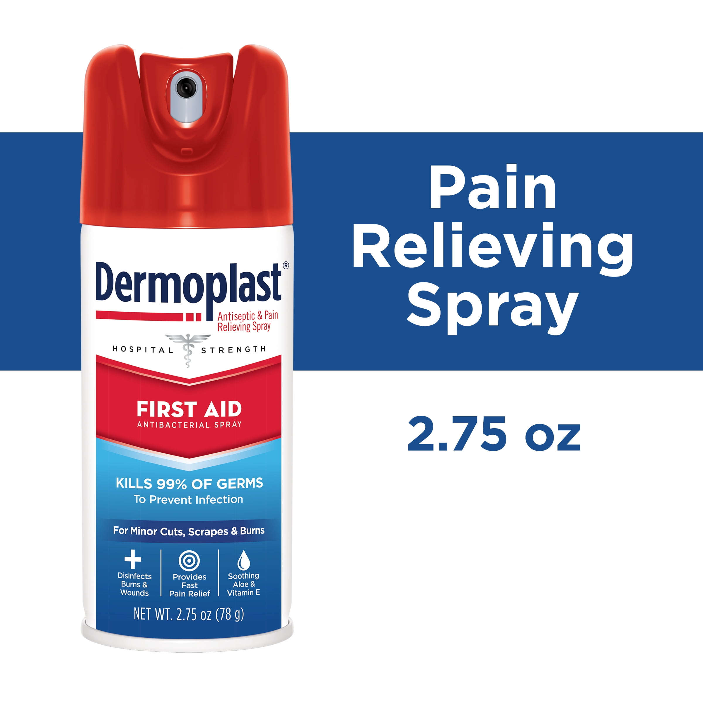 Dermoplast Pain, Burn & Itch Spray, Pain Relief Spray for Minor Cuts, Burns  and Bug Bites, 2.75 oz (Pack of 2) Packaging may vary