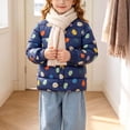 thumbnail image 5 of Fesfesfes Kids Unisex Stand Collar Lightweight Quilted Jacket Snap Button Cartoon Print Relaxed Fit Warm Inner Coat for Boys Girls 2-8 Years, 5 of 8