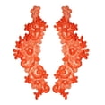 thumbnail image 2 of 10.5"x4" Floral Embroidered Sheer Organza Patch Burgundy Coral Red Pink by Pair, 2 of 7