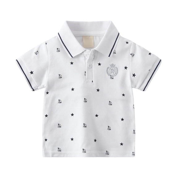 Wxirdiow Boys Clothing Boys' and Toddler Short Sleeve Polo Shirt School Uniform Shirt Lapel Collar Casual T-Shirt Tops Summer Clothes White Size,1-2 Years