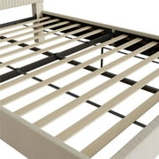 Mainstays Vera Upholstered Velvet Platform Bed, No Box Spring Required, Queen, Cream