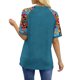 thumbnail image 3 of Tops de manga corta de mujer Casual Off Shoulder Raglan Print Blouse Summer Fashion Top, 3 of 8