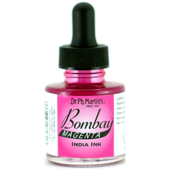 Dr. Ph. Martin's® Bombay India Ink (3BY) Ink Bottle, 1.0 US fl oz, Magenta, 1 Bottle