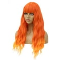 thumbnail image 3 of RightOn Orange Wig Long Wavy Curly Wig Flame Fire Wig Orange Wig with Bangs Orange Ombre Wig for Women Girls Synthetic Wigs with Wig Cap, 3 of 4