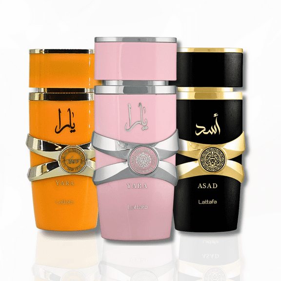 Lattafa Perfume Cologne EDP Set Yara   Tous   Asad 3.4 oz/100 ml Each