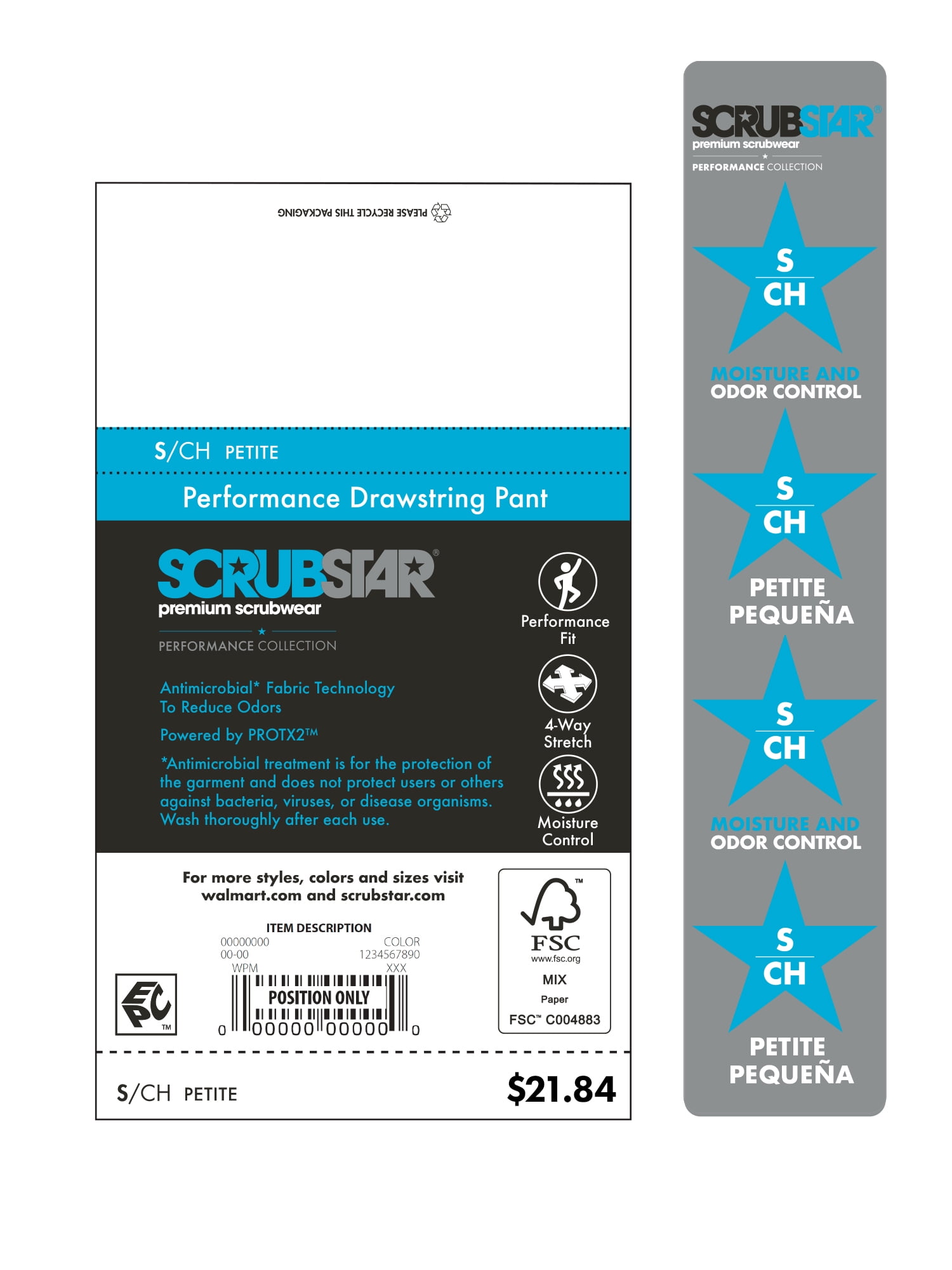 Scrubstar Women's Petite Antimicrobial Premium Performance Drawstring Yoga Scrub Pants