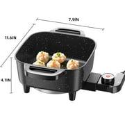 AORAN KITCHEN Electric Frying Pan with Lid, Multifunctional Skillet for Frying, Grilling, Boiling & Cooking, Nonstick, Compact, Easy-to-Clean, Adjustable Temp Control Black