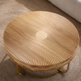 thumbnail image 4 of Modern Round Coffee Table, Wooden Carving Pattern Coffee Table with Metal Legs, End Table for Living Room, Reception Moom, Office, Natural+Gold, 4 of 9