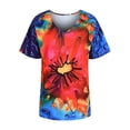 thumbnail image 3 of GORHGORH Womens Casual Top Floral Print Contrast Short Sleeve V-Neck Leisure T-Shirt, 3 of 4