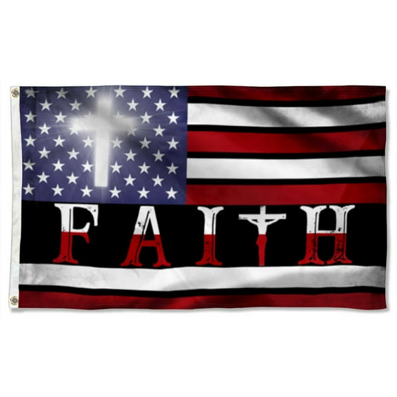 Cayyon Christian Flag 3x5Feet Christian Cross, Faith American Grommet Flag Banner with 2 Brass Grommets