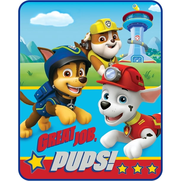 Manta Paw Patrol roja y azul 125 x 100 cm