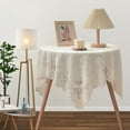 thumbnail image 4 of EEEkit White Lace Tablecloth, 47 x 47" Square Small Table Cloth, Ivory Crochet Design, 4 of 6