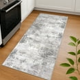 thumbnail image 3 of iOhouze 2x5 Runner Rugs Abstract Washable Runner Rug for Hallways Non Slip Kitchen Runner Low Pile Soft Printed Faux Wool Indoor Runner for Bedroom Entryway Laundry Room, Ash Grey/Beige, 3 of 10