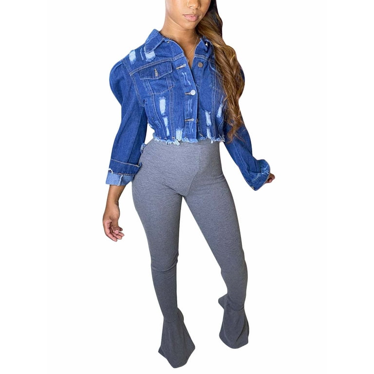 Ripped bottom shop denim jacket