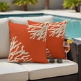 thumbnail image 4 of Coral Orange Outdoor Waterproof Pillow Covers, Coastal White Ocean Marine Nautical Beach Decorative Square Throw Pillowcase Sofa Cushion Sham for Patio/Couch/Chair, 26"x26" 2 Pack, 4 of 8