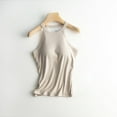 thumbnail image 3 of Built In Bra Tank Tops for Woman's Solid Color With Bra Pads Bra One Vest Camisole Top Tank Tops Beige, 3 of 8