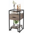 thumbnail image 1 of Qinaqin Marrón Nightstand End Mesa 3-Tier Almacenamiento Cajón Tempered Vidrio Top Steel Frame Easy Assembly para Dormitorio o cm de Profundidadorm, 1 of 7