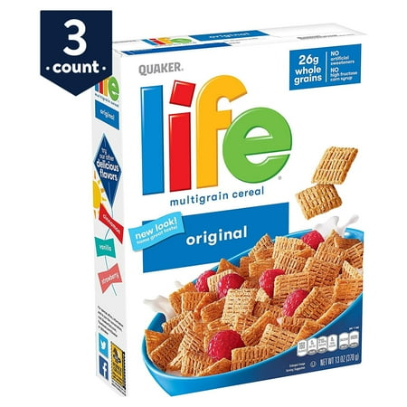 Quaker Life Original Breakfast Cereal, 13 oz Boxes, 3 Ct