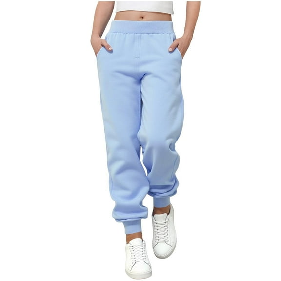 Ltctricy Unisex Baby Toddler Sweatpants Girls Boys Cotton Elastic Waist Pull on Joggers Casual Athletic Pants with Pockets(Light Blue,1-2 Years)