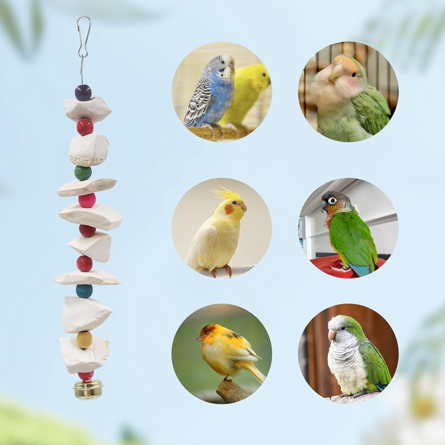 Bird Toys with Cuttlebone, Parakeet Toys, Bird Beak Grinding Stone, Cage Accessories, Cuttlefish Bone for Birds