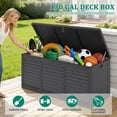 thumbnail image 2 of 130 Gallon Resin Deck Box, Outdoor Lockable Storage Container for Patio Cushions, Garden Tools, Pool Supplies, Toys, Waterproof and UV Resistant, Reinforced Rib Design, Black, 2 of 10