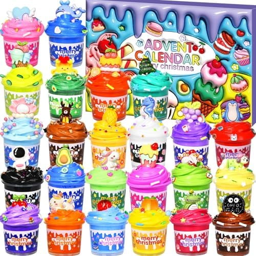 Slime Advent Calendar 2025 for Grils, Christmas Countdown Calendar for Kids, 24 Days of Xmas Count Down Calendar for Girls and Boys$$Home Decor, Kitchen, & Other