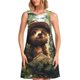 thumbnail image 1 of Balery Jungle Hat Bear Vestidos de verano para mujer con estampado: vestido holgado sin mangas, vestido playero informal y cómodo para días calurosos., 1 of 7