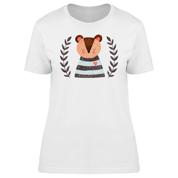 Cute Bear On Striped Blanket T-Shirt Women -Image by Shutterstock, Female XX-Large