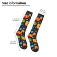 thumbnail image 2 of Xecao Dinosaurs in Space print thigh-high socks, crafted for both men and women with a stretchy, high-opaque design perfect for daily wear, 2 of 6